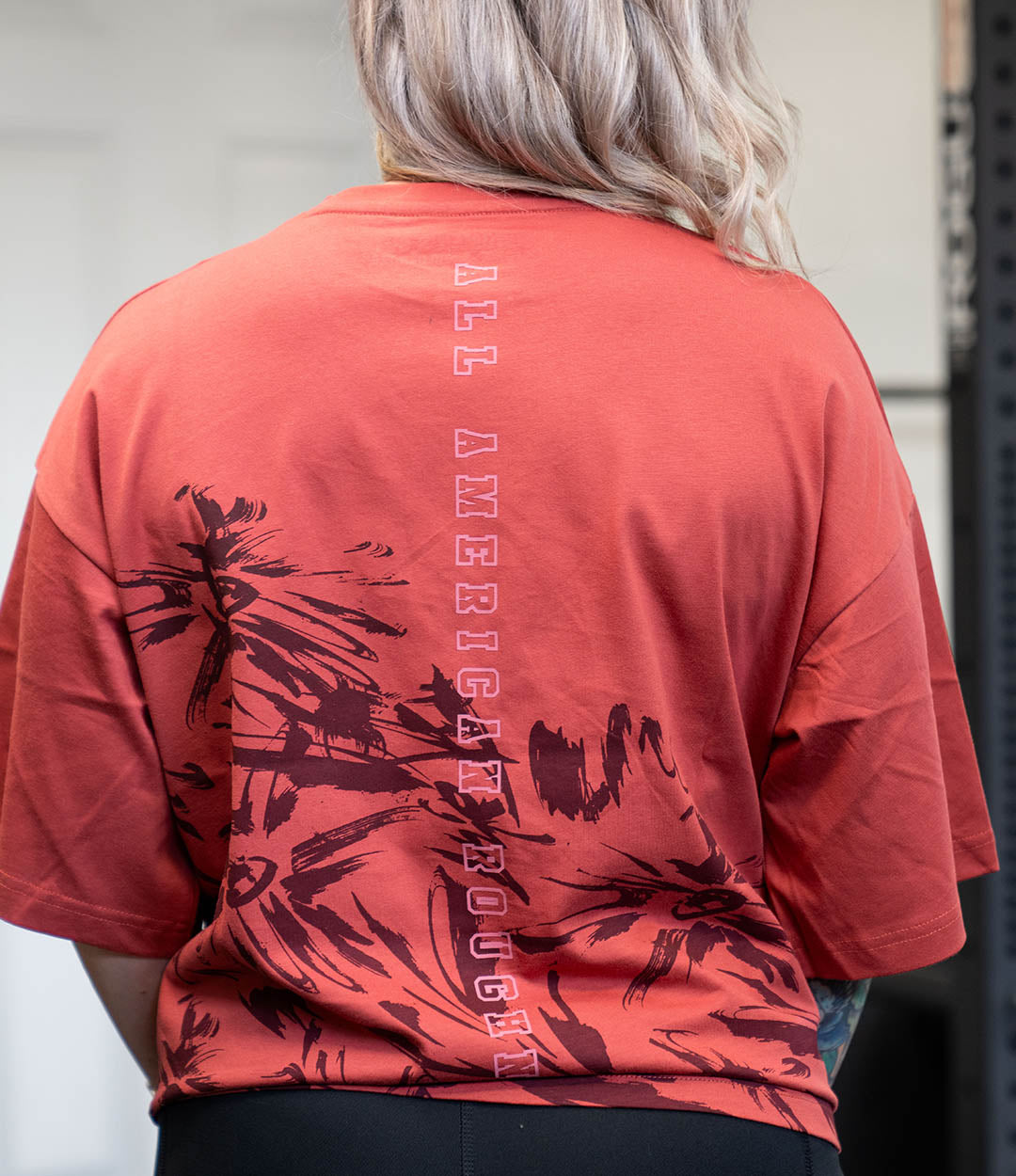 Women's Painted Flower Crop Drop Shoulder Tee