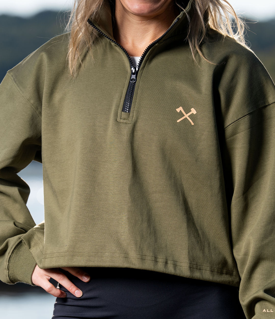 Cropped Quarter Zip // Olive Brigade
