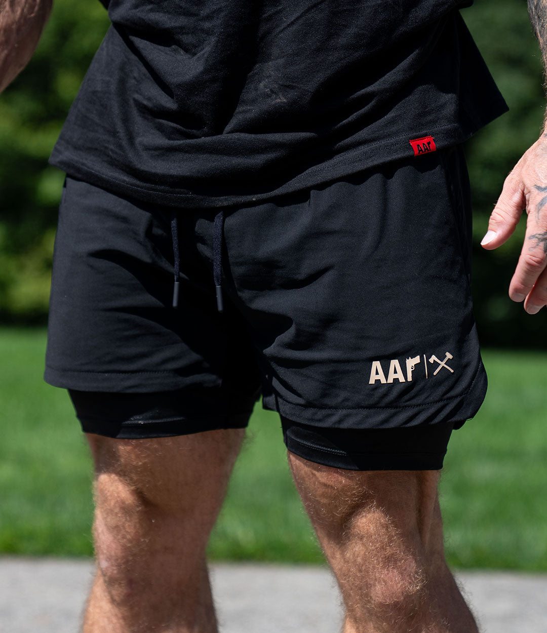 Lined Training Shorts // Khaki on Black