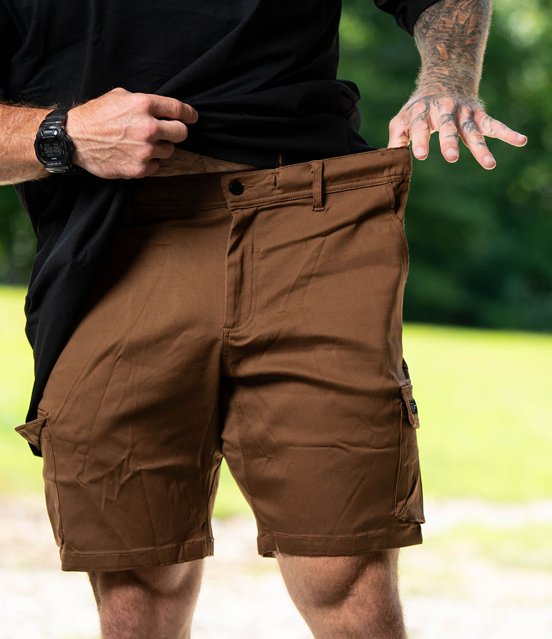 Dry Earth Brown Cargo Hybrid Short