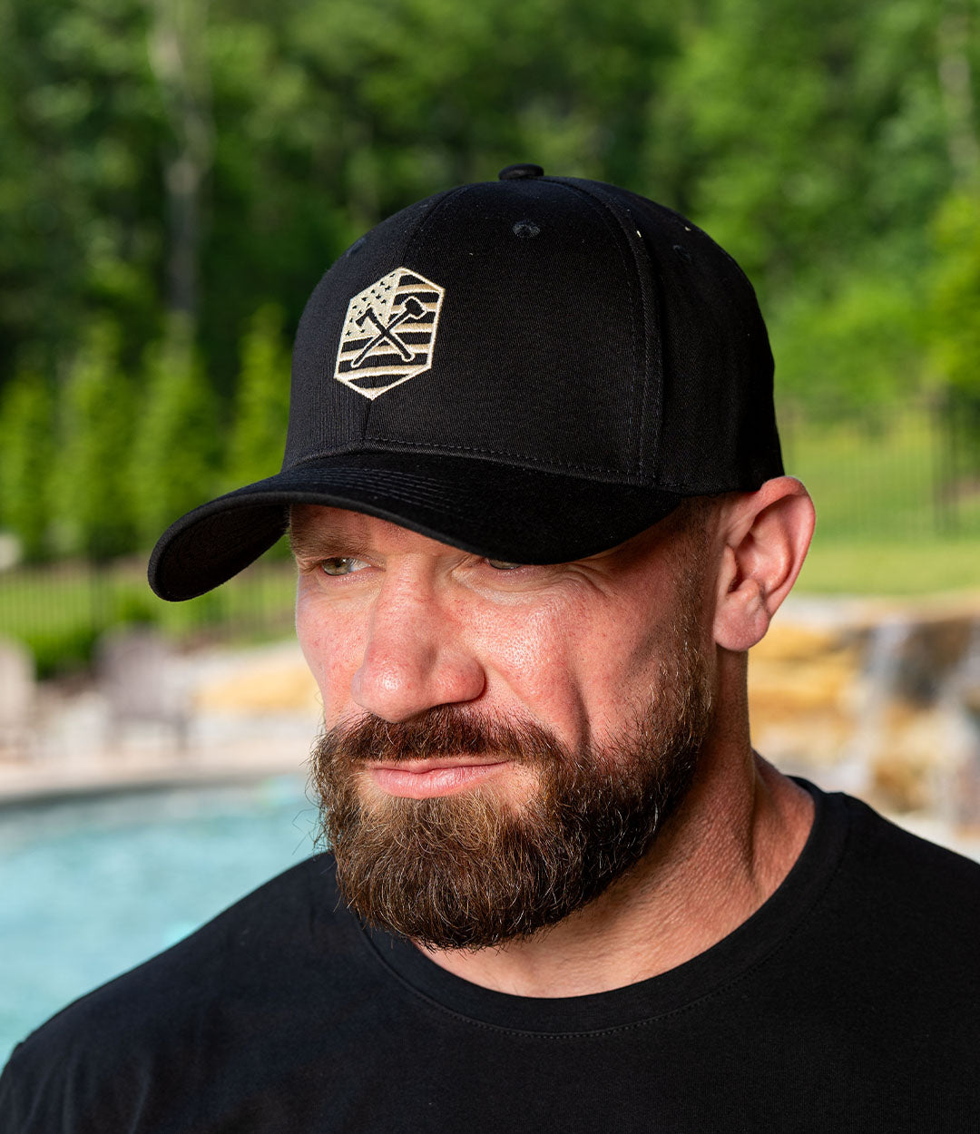 Khaki On Black Shield Flex Hat