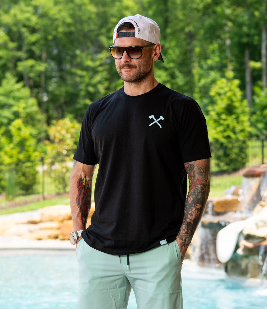 AAR Sky Blue on Black Simple Tee