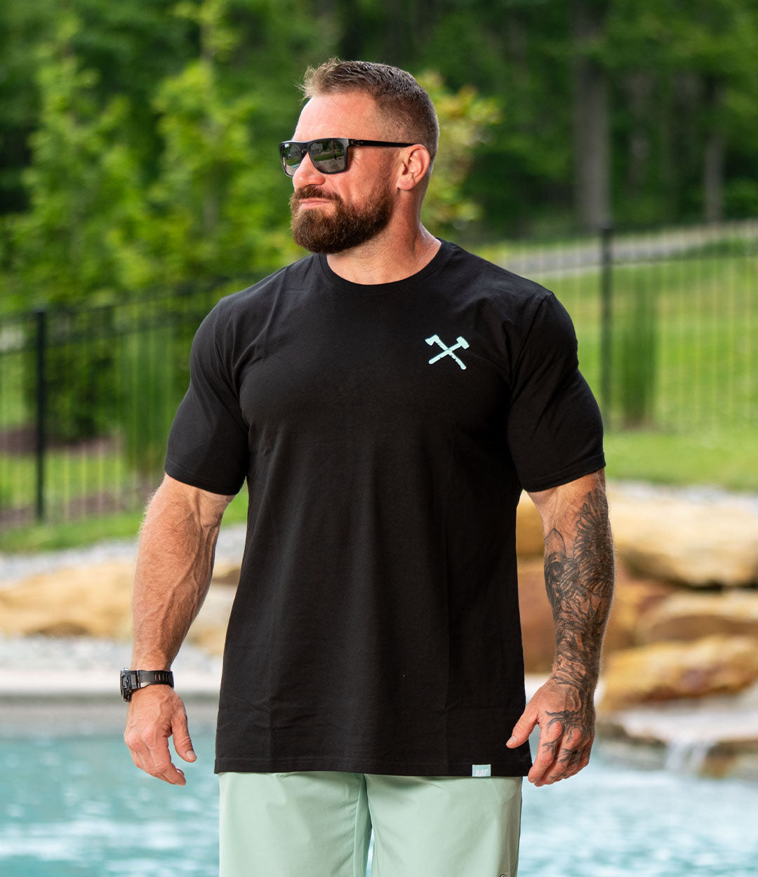 AAR Sky Blue on Black Simple Tee