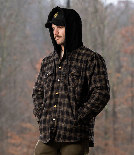 Backwoods Flannel Hooded Insulated Jacket - Oakmoss