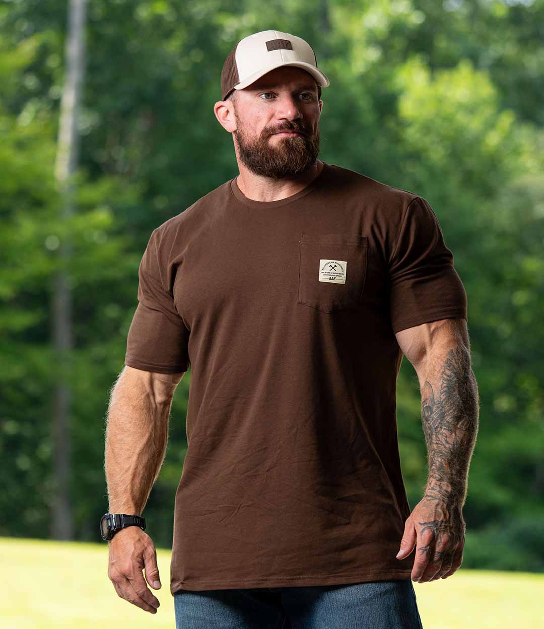 Never Stop Drop Shoulder Tee - Black - All American Roughneck