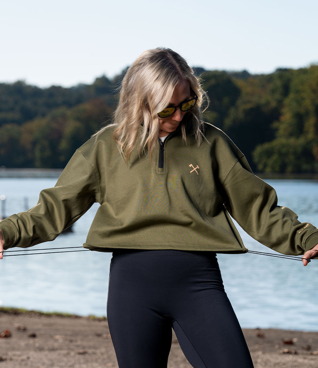 Cropped Quarter Zip // Olive Brigade