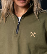 Cropped Quarter Zip // Olive Brigade