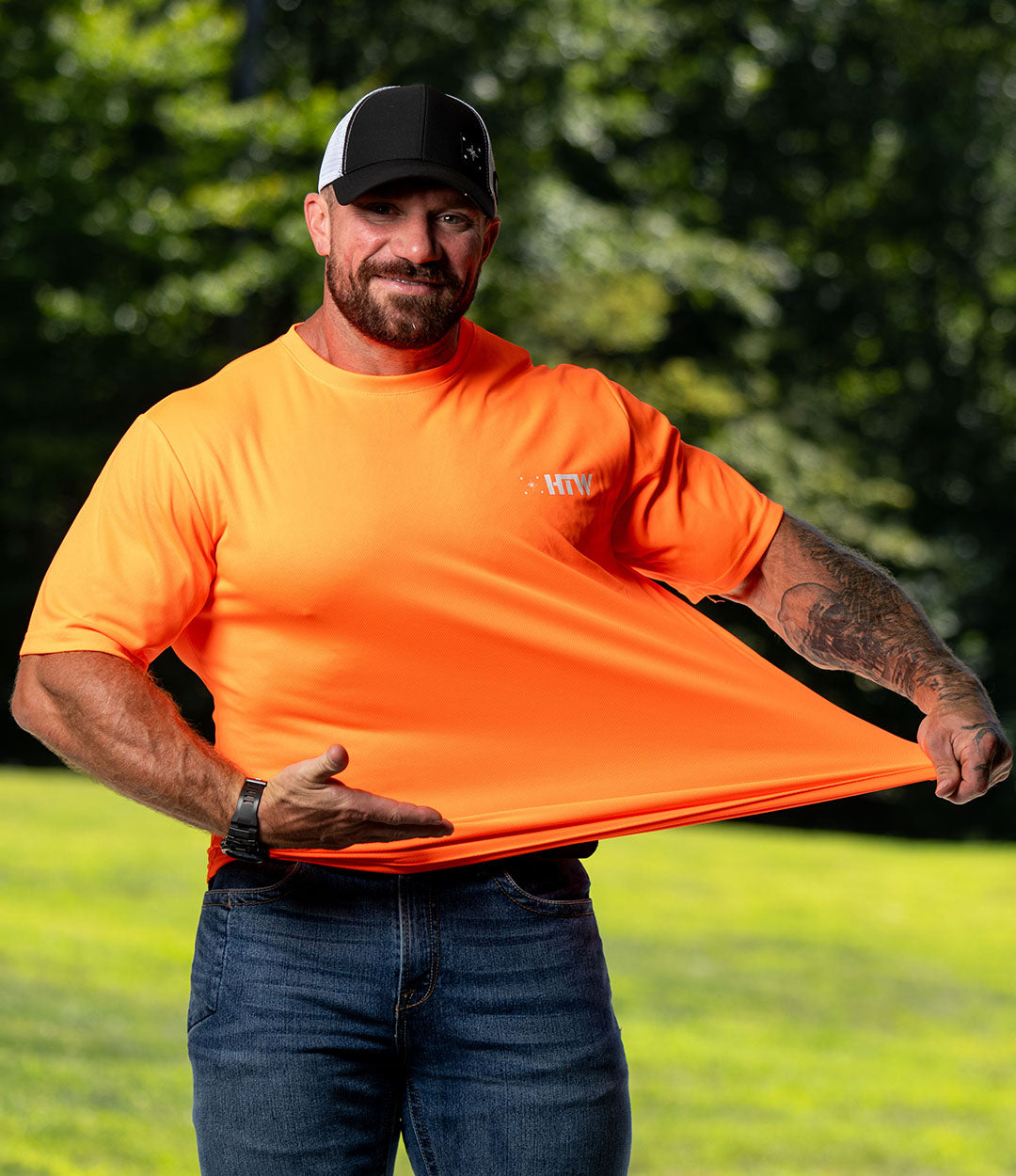 Neon Grit Hi-Vis Tee // HTW Orange – All American Roughneck