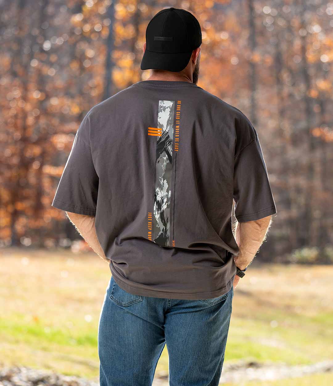 Just Keep Working Drop Shoulder Tee - Charcoal - All American Roughneck