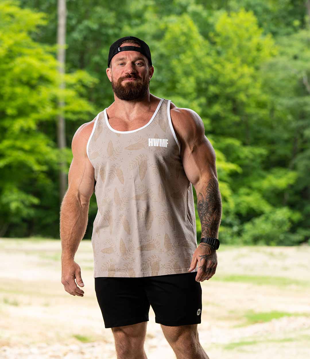 Men Gym Stringer Tank Top - Khaki