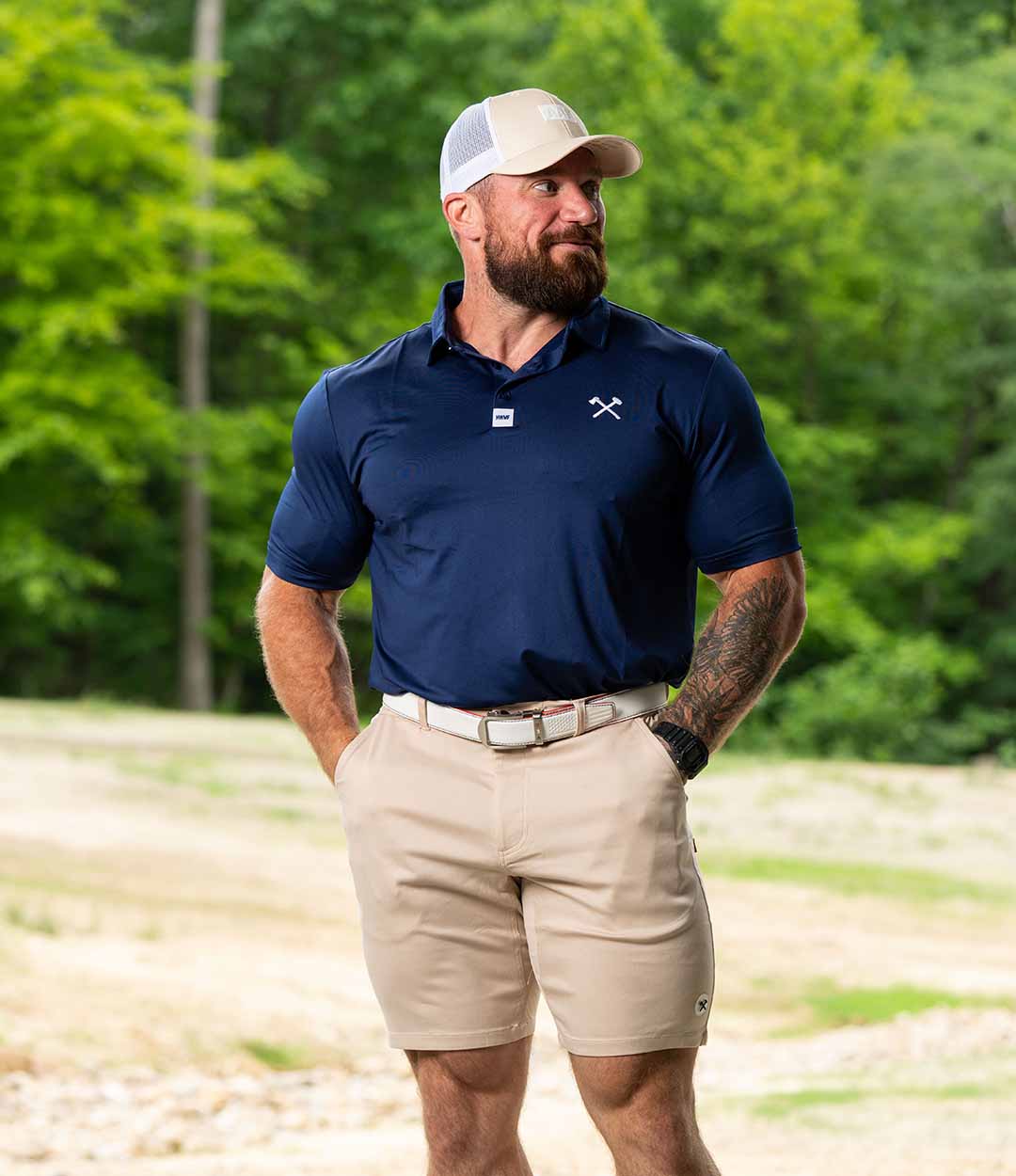 Blue polo khaki shorts hotsell