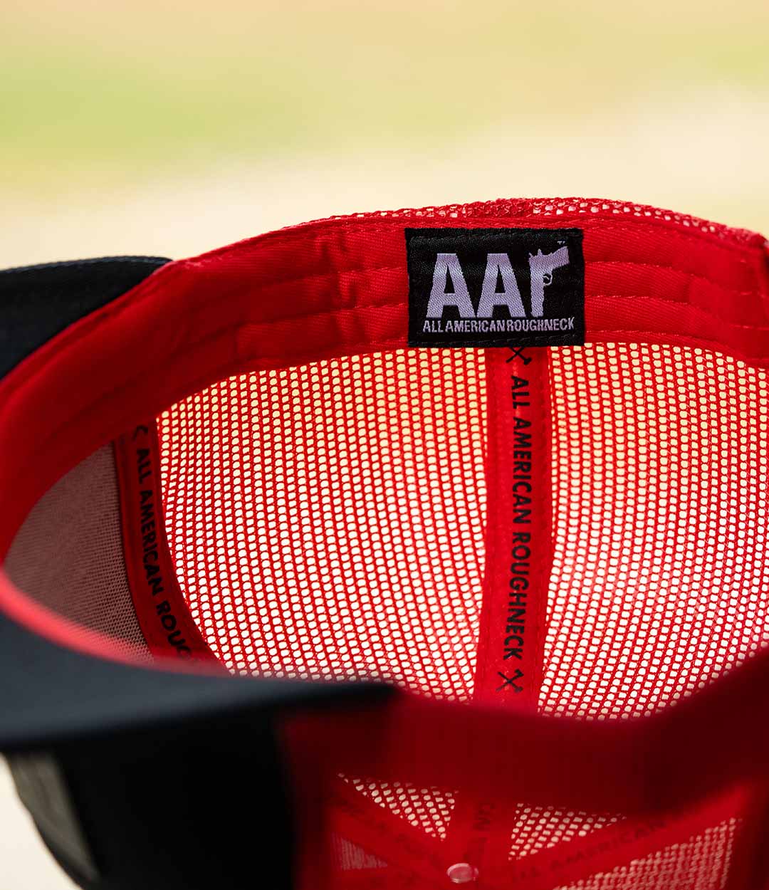 Red/Black Leather Flatbrim Trucker