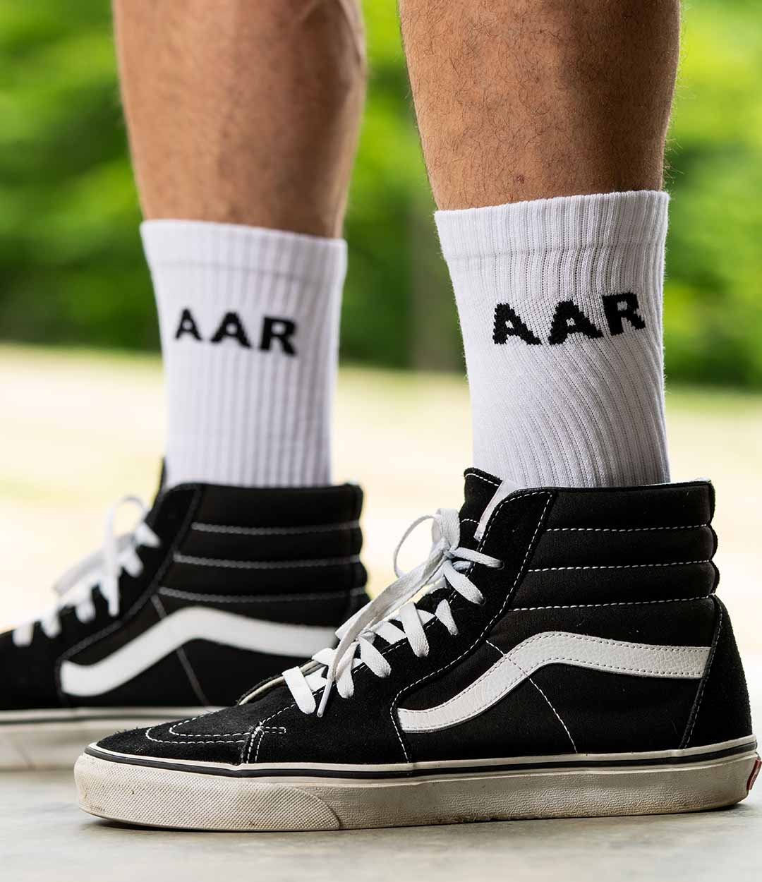 AAr Logo Crew Socks // White