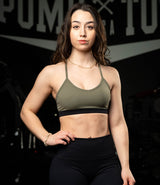 Green/Black V-neck Sports Bra