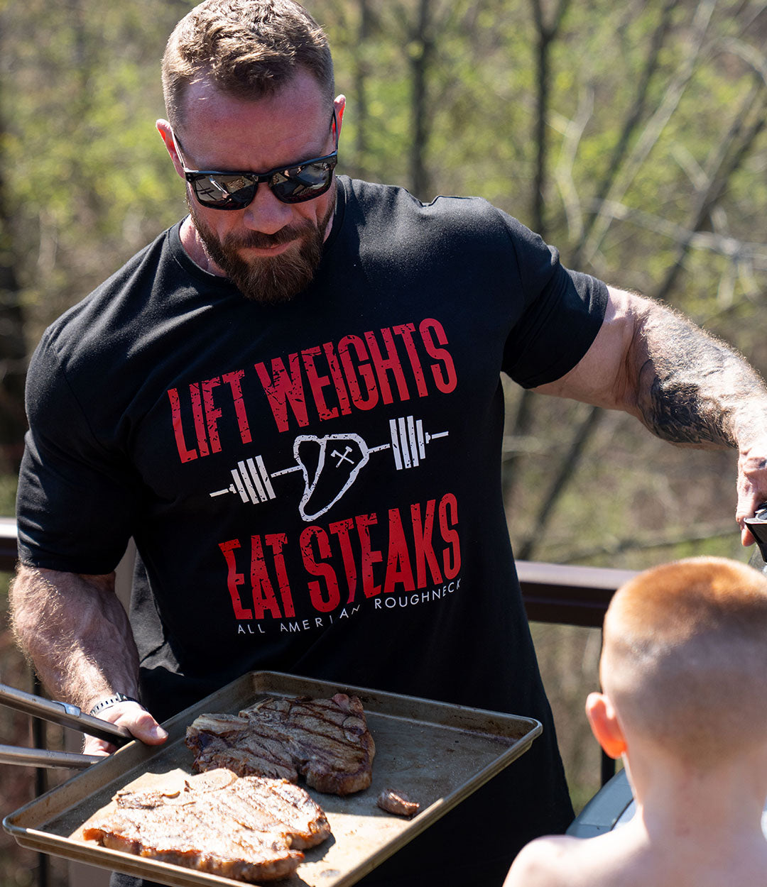 Lift Weights Eat Steaks Tee // Black