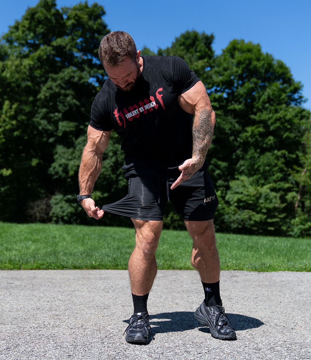 Lined Training Shorts // Khaki on Black