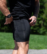 Lined Training Shorts // Khaki on Black
