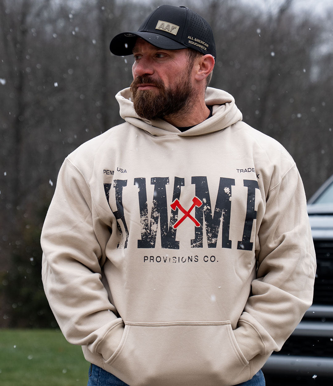 Light Plush Hoodie // Distressed HWMF – All American Roughneck