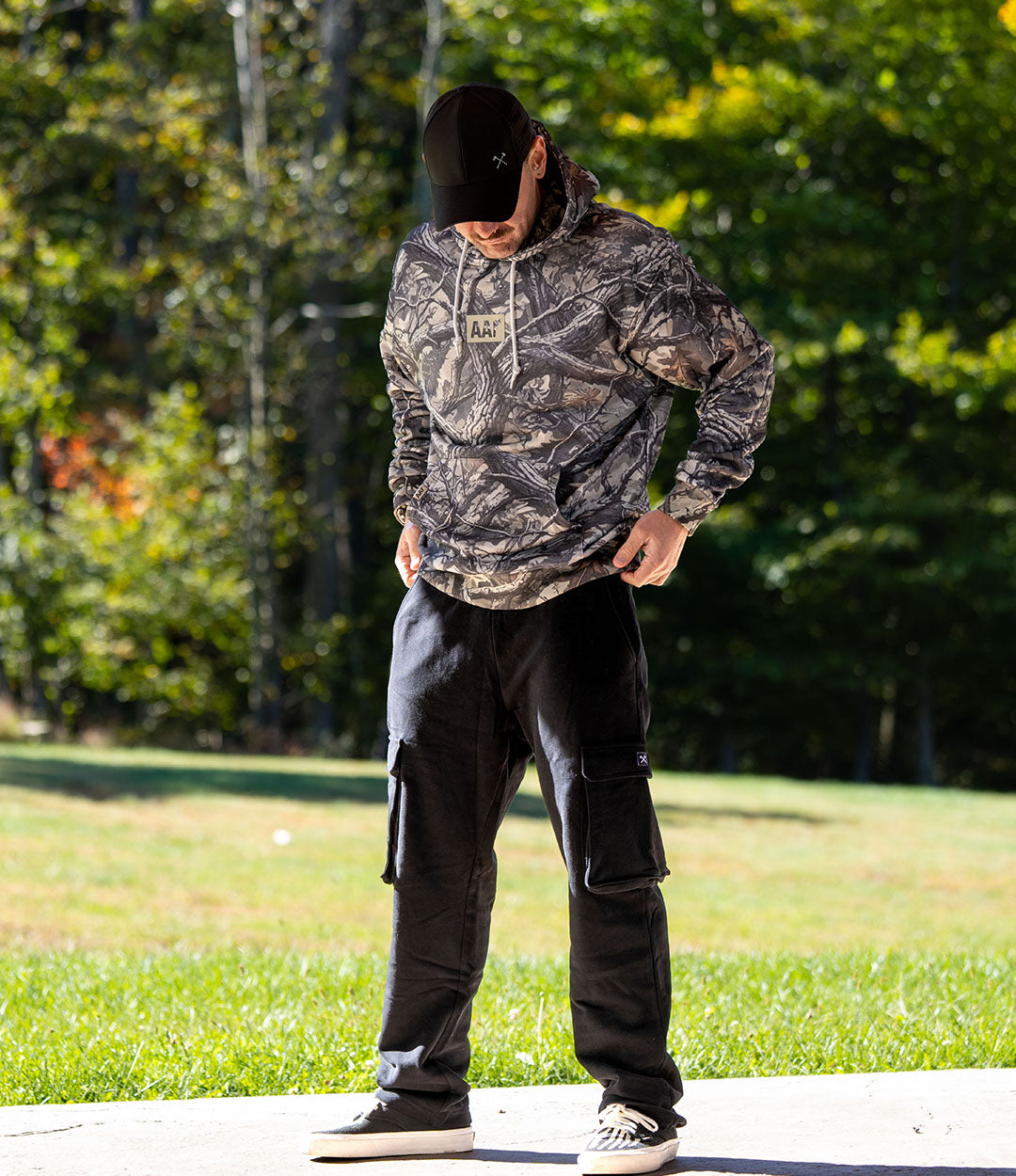 Open Hem Cargo Sweats // Black