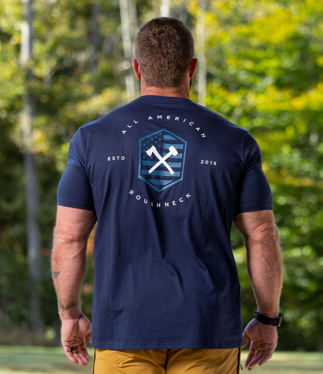 Custom Tee // Navy Blue Badge