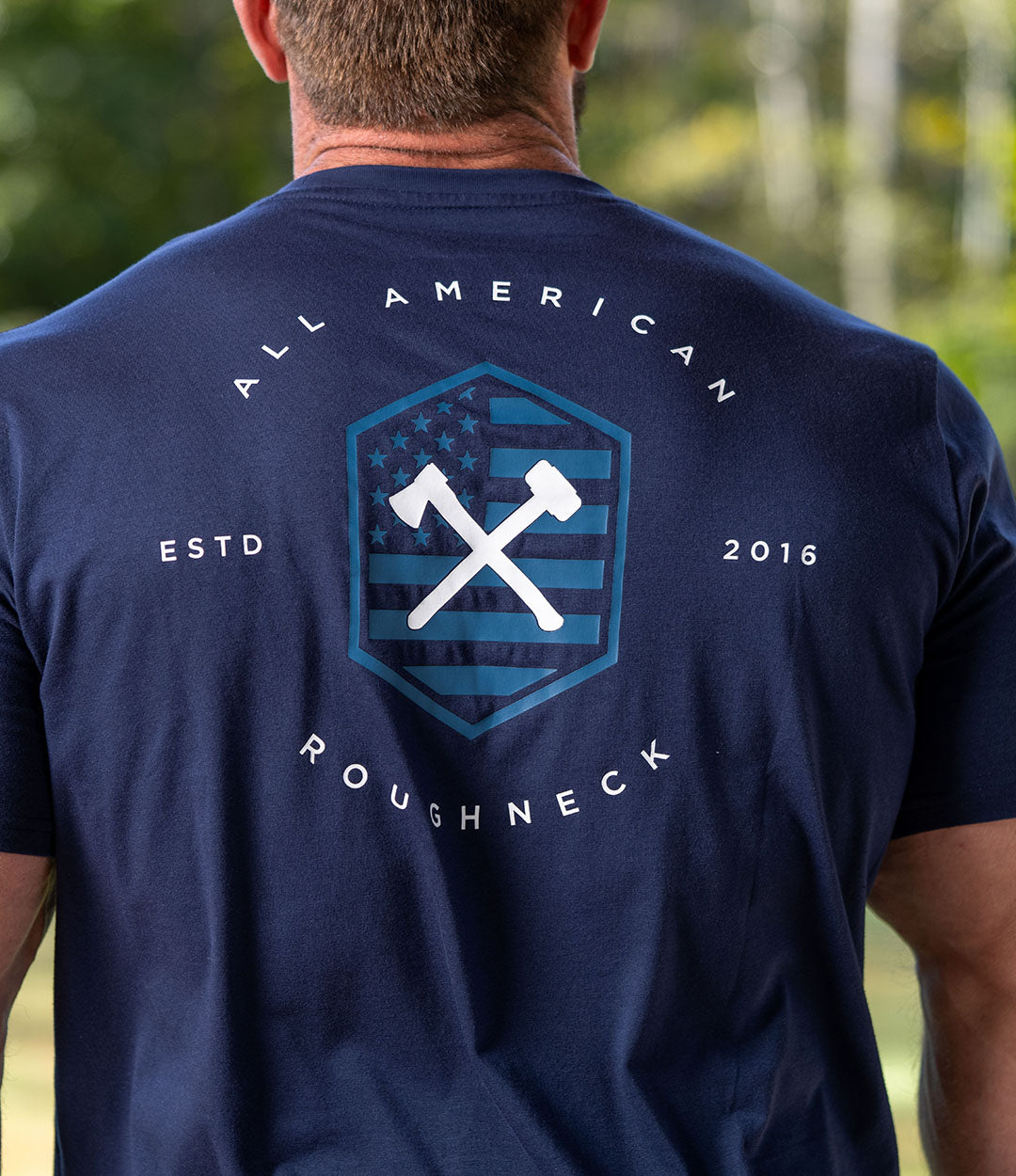 Custom Tee // Navy Blue Badge