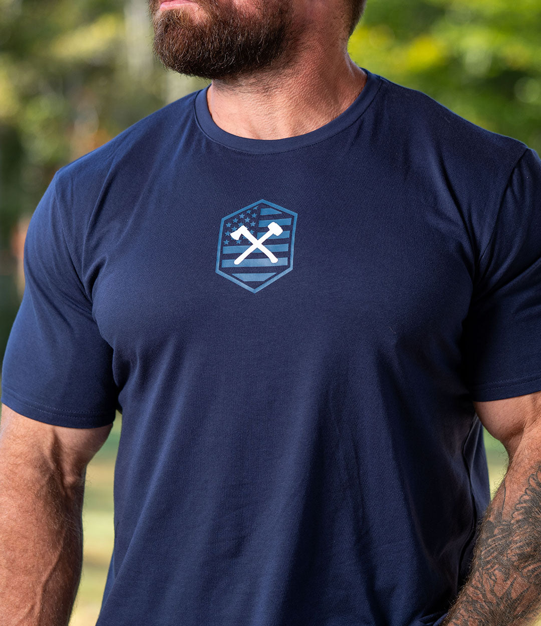 Custom Tee // Navy Blue Badge