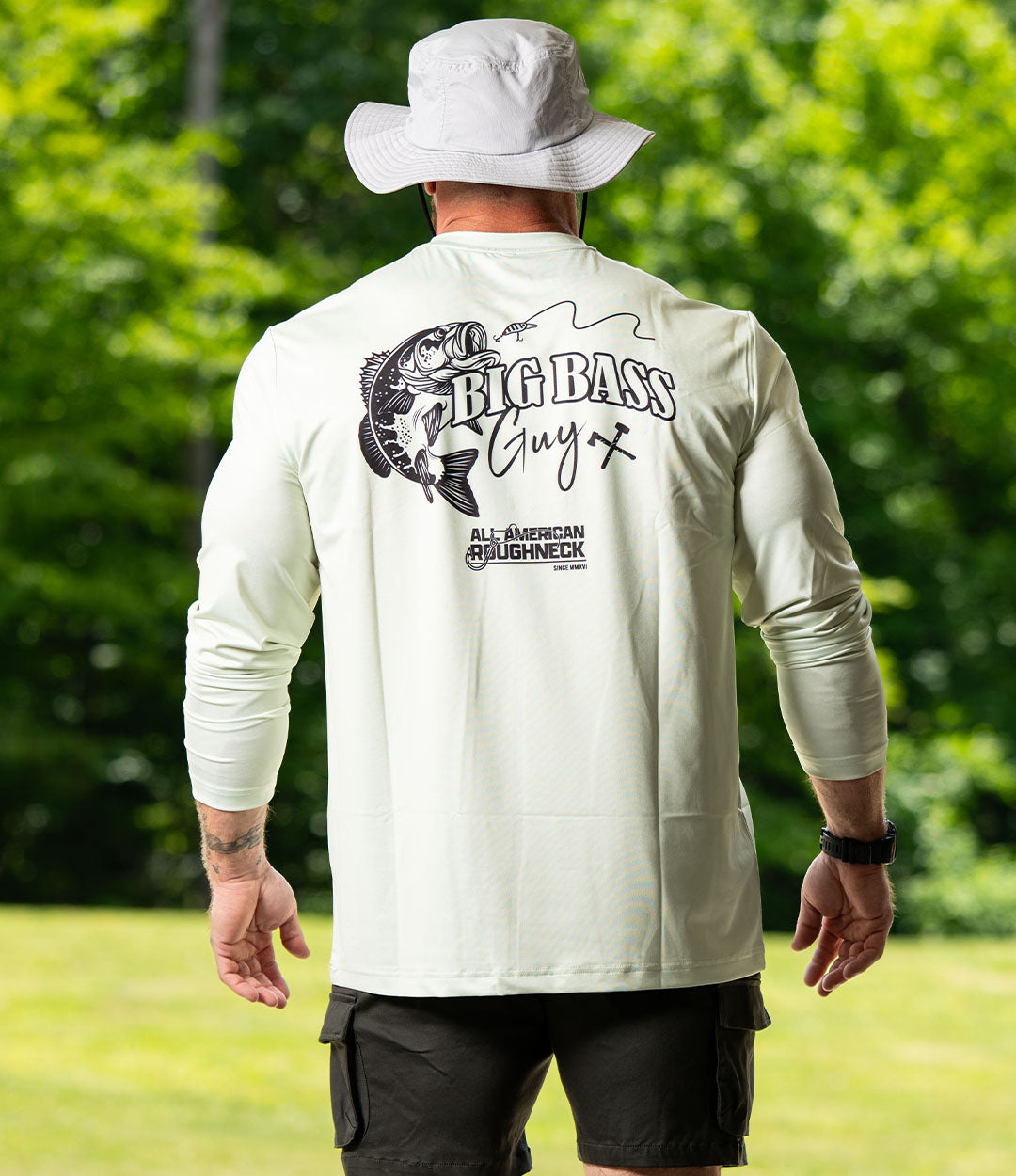 Big Bass Guy Fishing Shirt - All American Roughneck