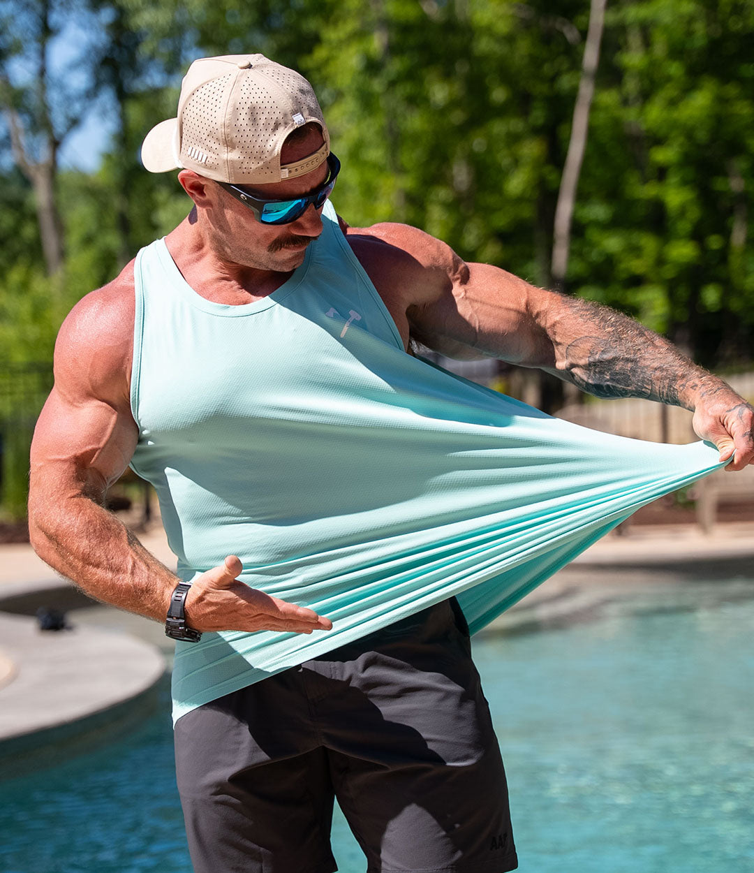 Breezy Tank // White/Teal