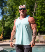 Breezy Tank // White/Teal
