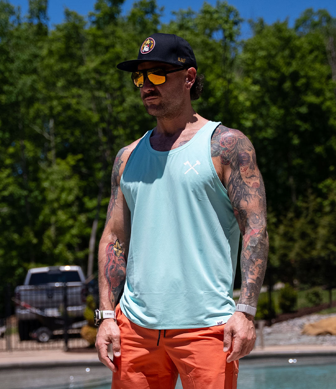 Breezy Tank // White/Teal