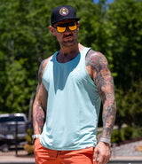 Breezy Tank // White/Teal