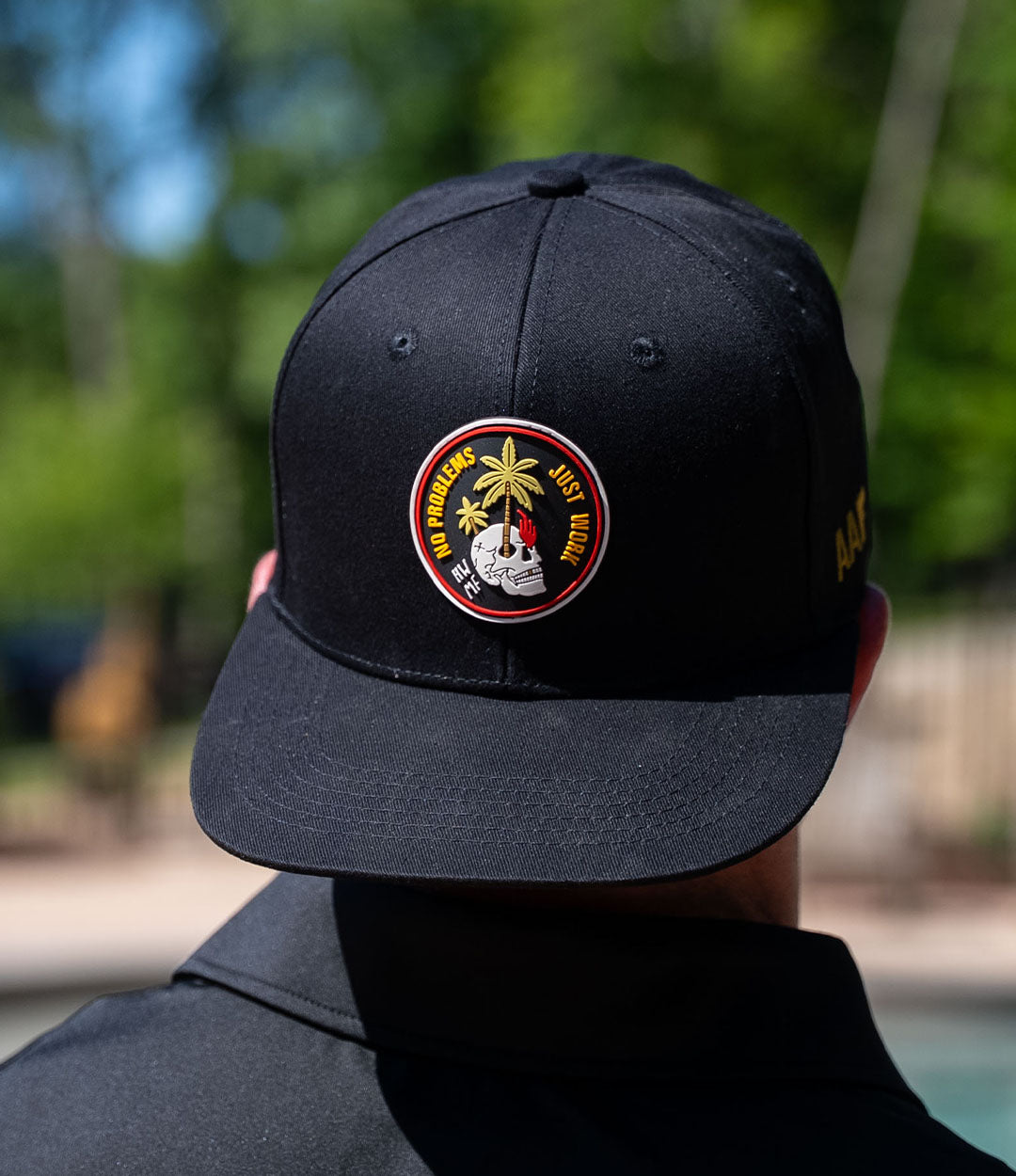 Cotton Flat Brim Snapback // Skull Palms