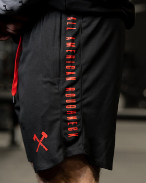 Red on Black 7" AAr Athletic Shorts