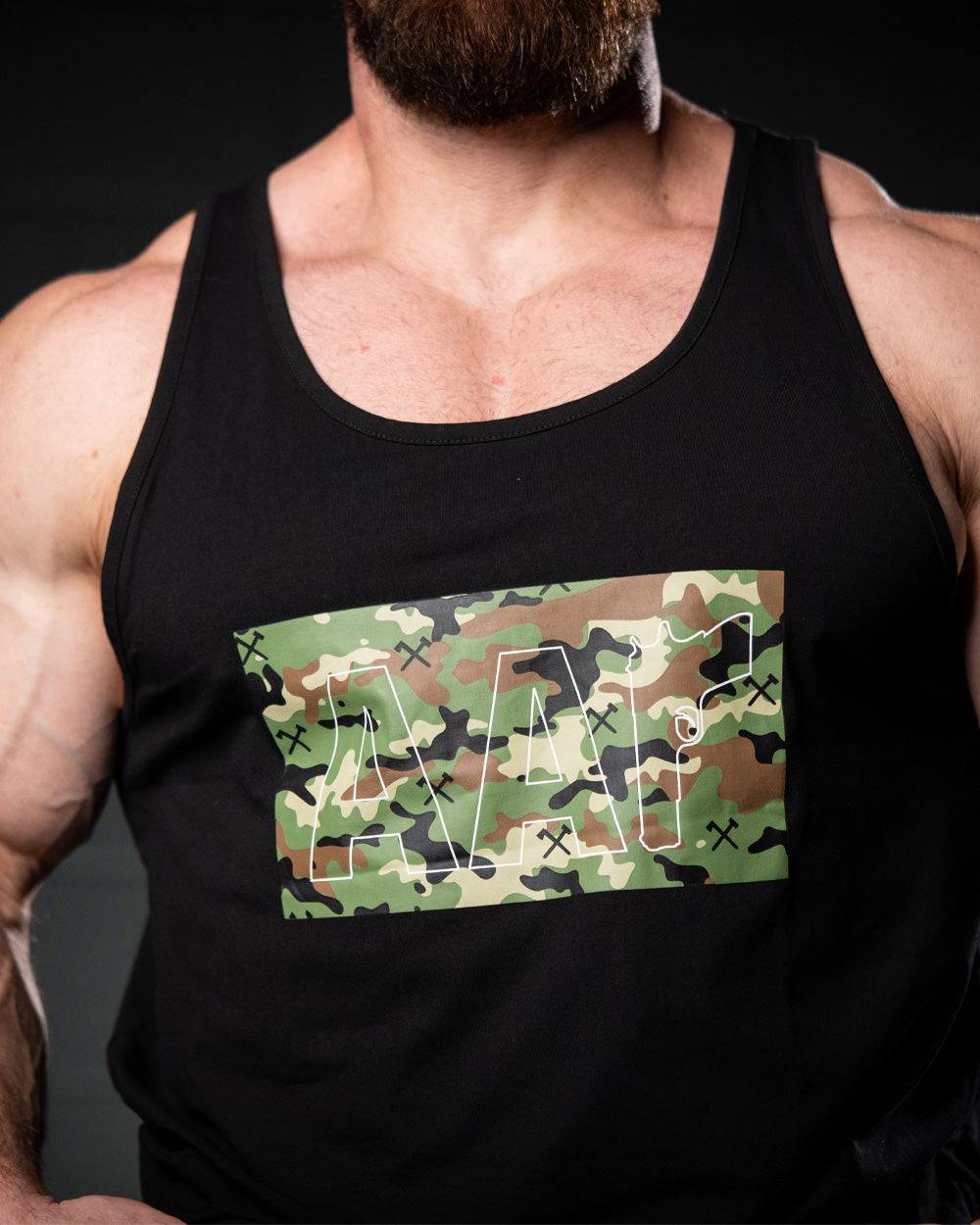 Camo on Black Logo Tank