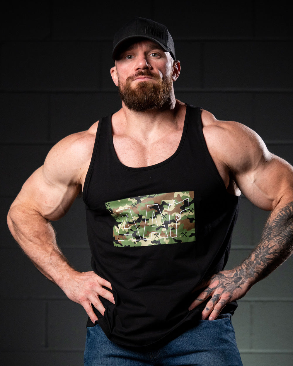 Camo on Black Logo Tank