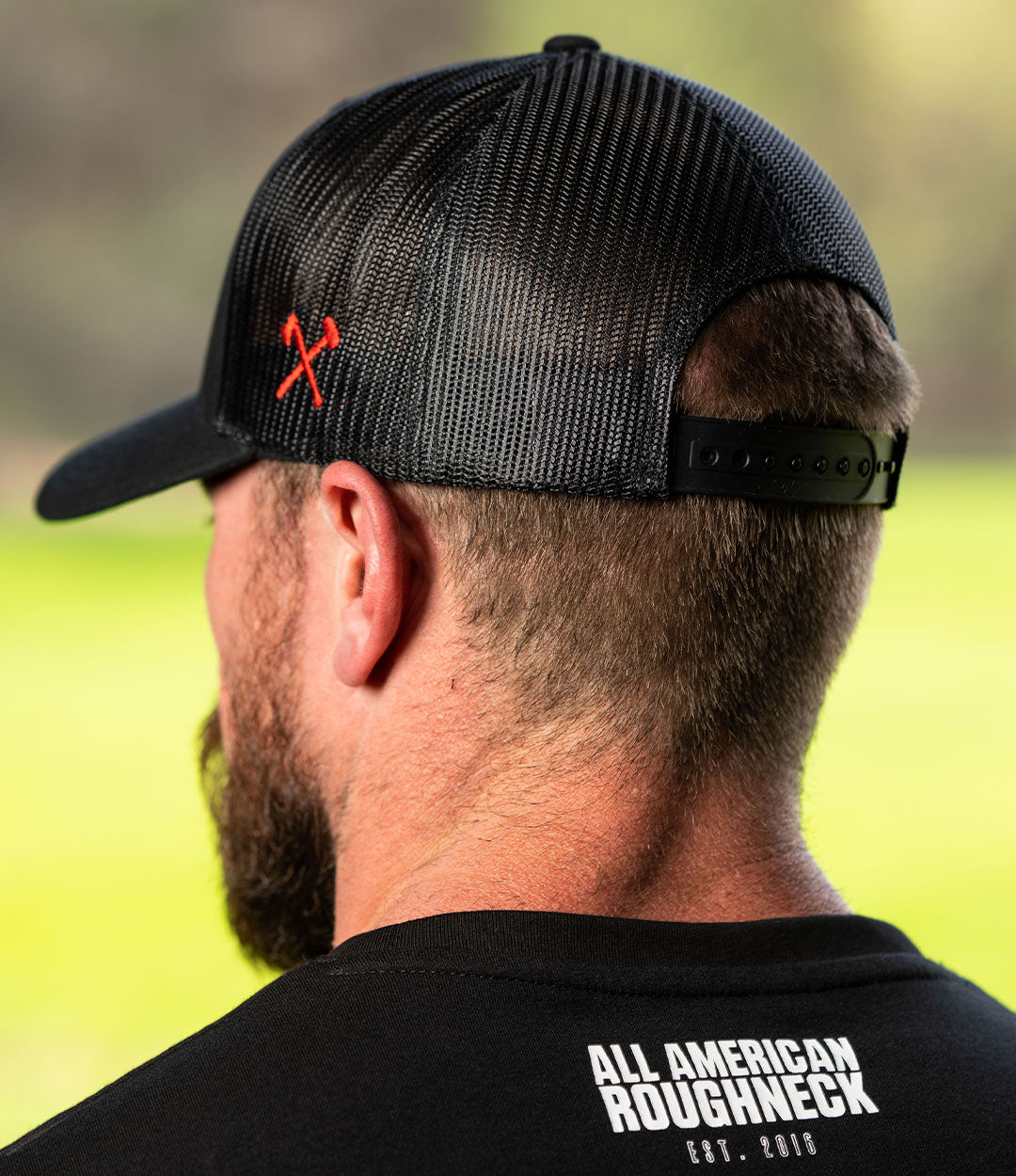 3D HWMF Trucker // Red on Black
